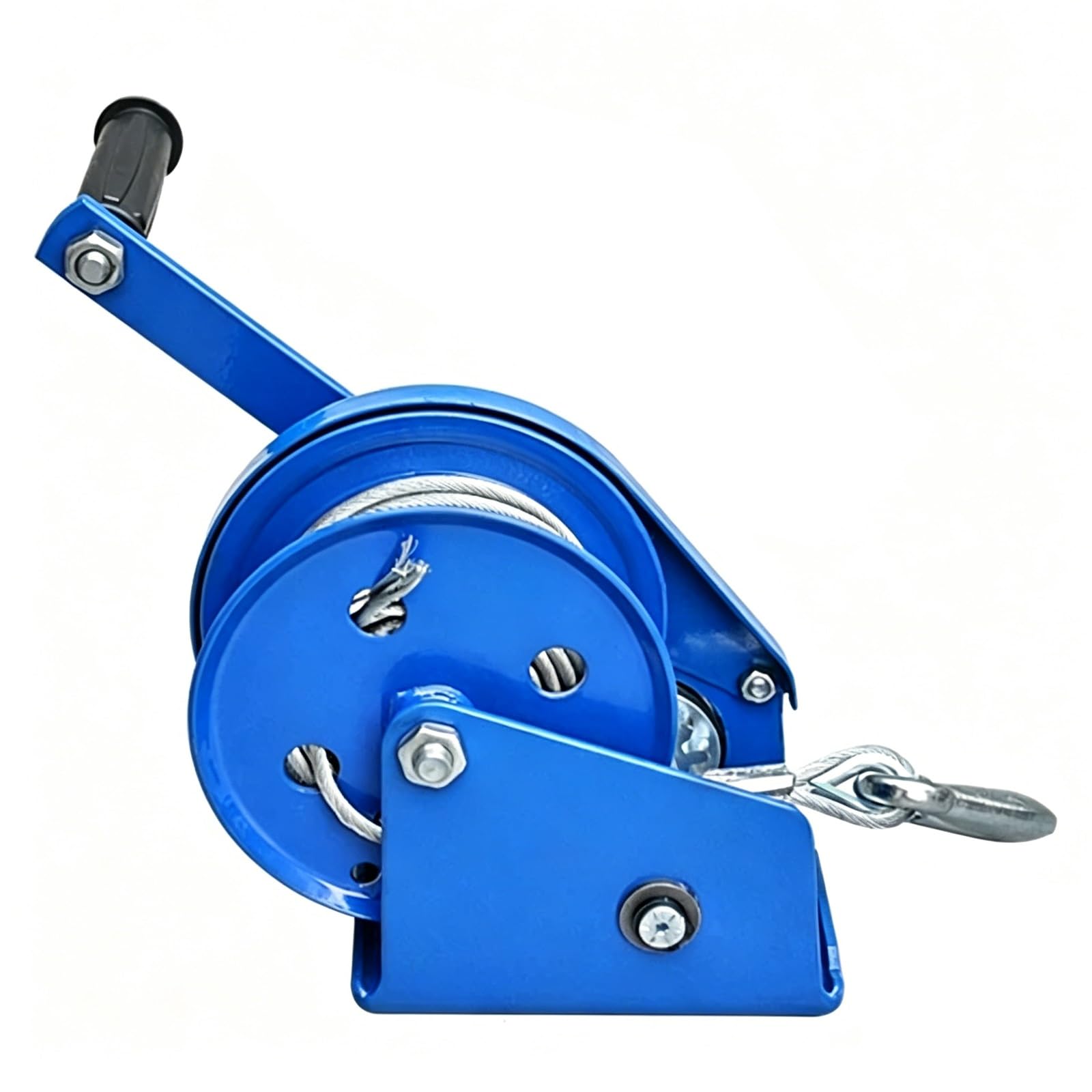 Cabrestante Manual con Manivela y Cable de Acero, Cabrestante Manual Azul con Bloqueo Automático, Empuñadura Antideslizante, para Embarcaciones Elevación(1800LB+30m/98.4ft)