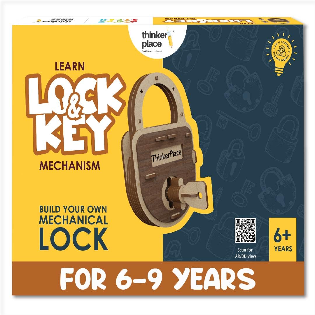 ThinkerPlace DIY Lock & Key Toy for Kids | Build, Color & Play with a Working Lock & Key | STEM Educational Toy for Kids Age 6, 7, 8+ Years | Science & Learning Toy (B0D843DBNQ) Amazon Price History, Amazon Price Tracker