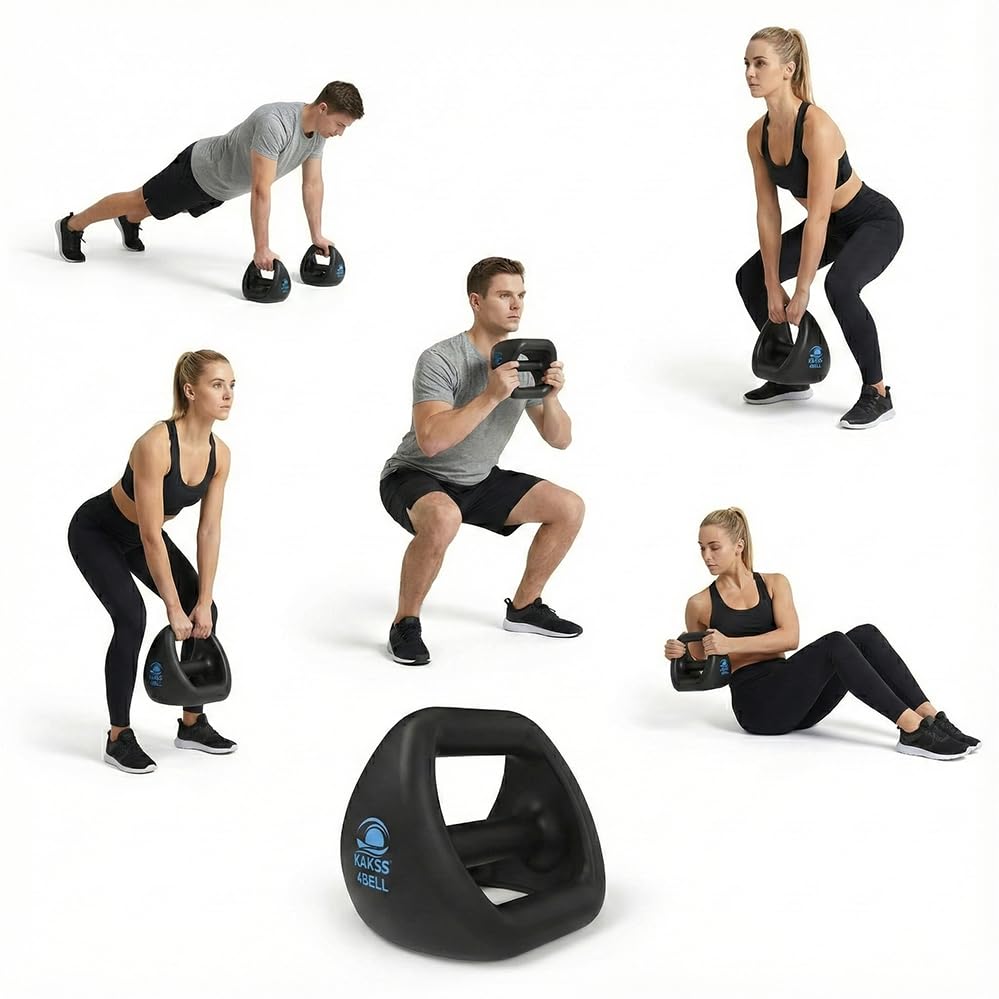 Image of Kakss 4BELL Multipurpose Gym Equipment 4-in-1 Dumbbell, Kettlebell, Push-Up Bar & Med Ball, Compact Home Workout Tool for Men & Women,(ONE PIECE) (6kg - 4Bell)