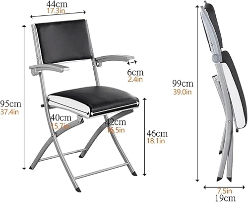 Miniatura 2 de Cómodas sillas plegables silla plegable portátil cómoda silla plegable asiento tapizado con brazos ergonómico silla trasera silla de cuero silla de