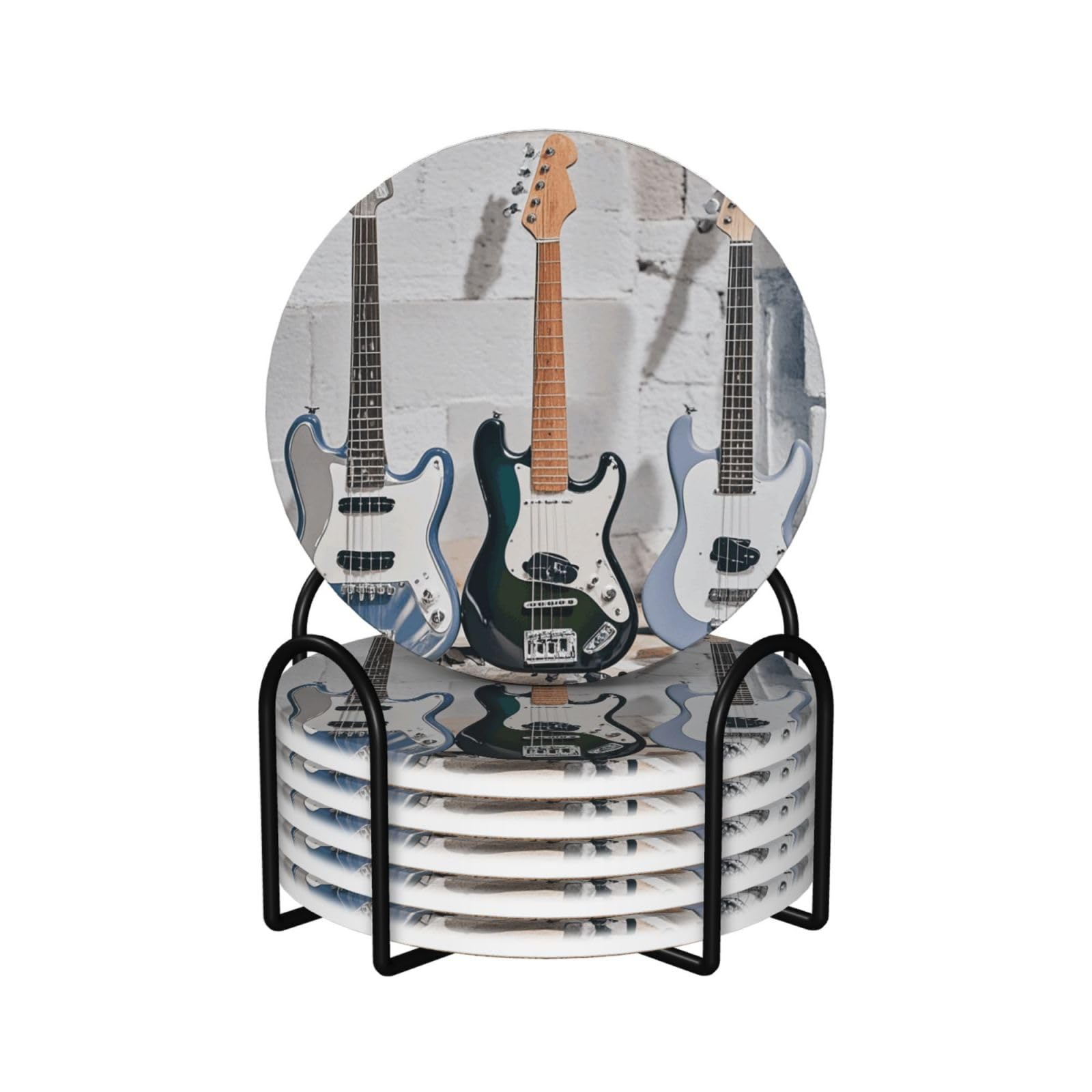 Dessous de verre guitare en céramique pour animer vos apéritifs et soirées rock