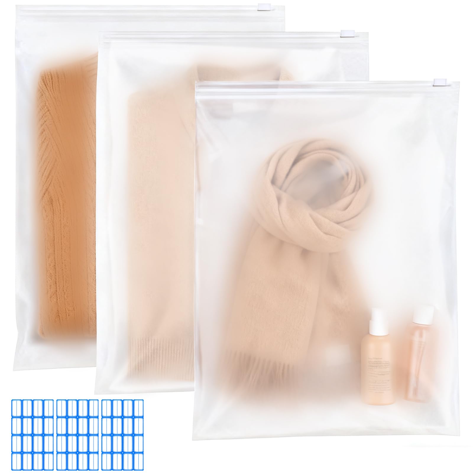 sturiz 40pcs 30x40cm Large Reusable Zip Lock Bags for Clothes Plastic Ziplock Bags Frosted Travel Storage Bags Waterproof No Holes Hospital Bag Organiser Pouches for Clothes,Shoes,Cosmetics,Suitcase