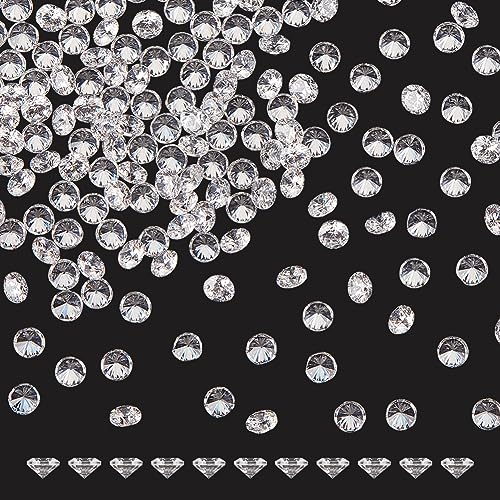 FINGERINSPIRE 200 Pcs 3mm Ronde Zircone Cubique Pierre 5A Clair Lâche CZ Diamant Pierres Minuscules Facettes Strass Cabochons Pointu Dos Cristal Diamante...