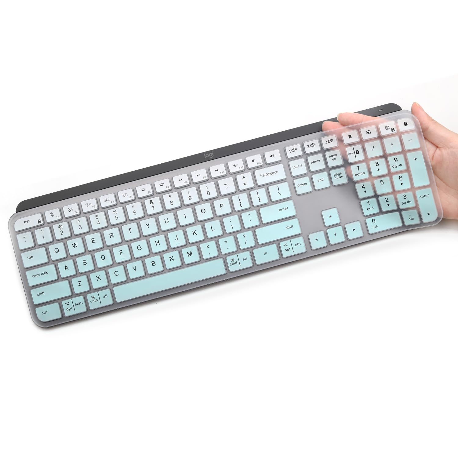 MUBUY Keyboard Cover for Logitech MX Keys S/Advanced Craft Keyboard, MintGreen, Silicone, Waterproof, Dustproof, Washable-image-30