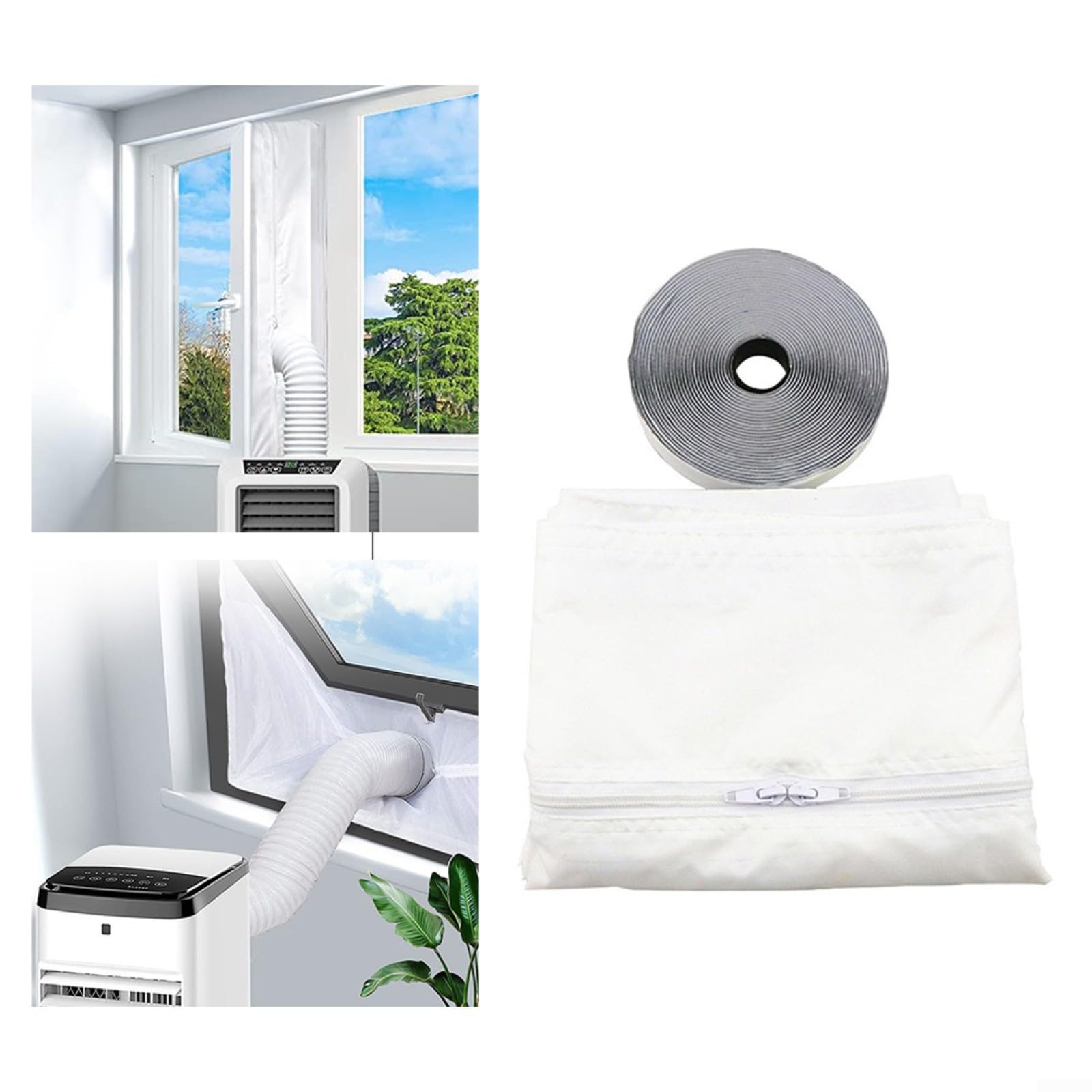 Kit di guarnizioni per condizionatore d'aria portatile, panno isolante da 500 cm, per battente per finestre, striscia di tenuta CA lavabile per bloccare l'aria calda e migliorare l'energia