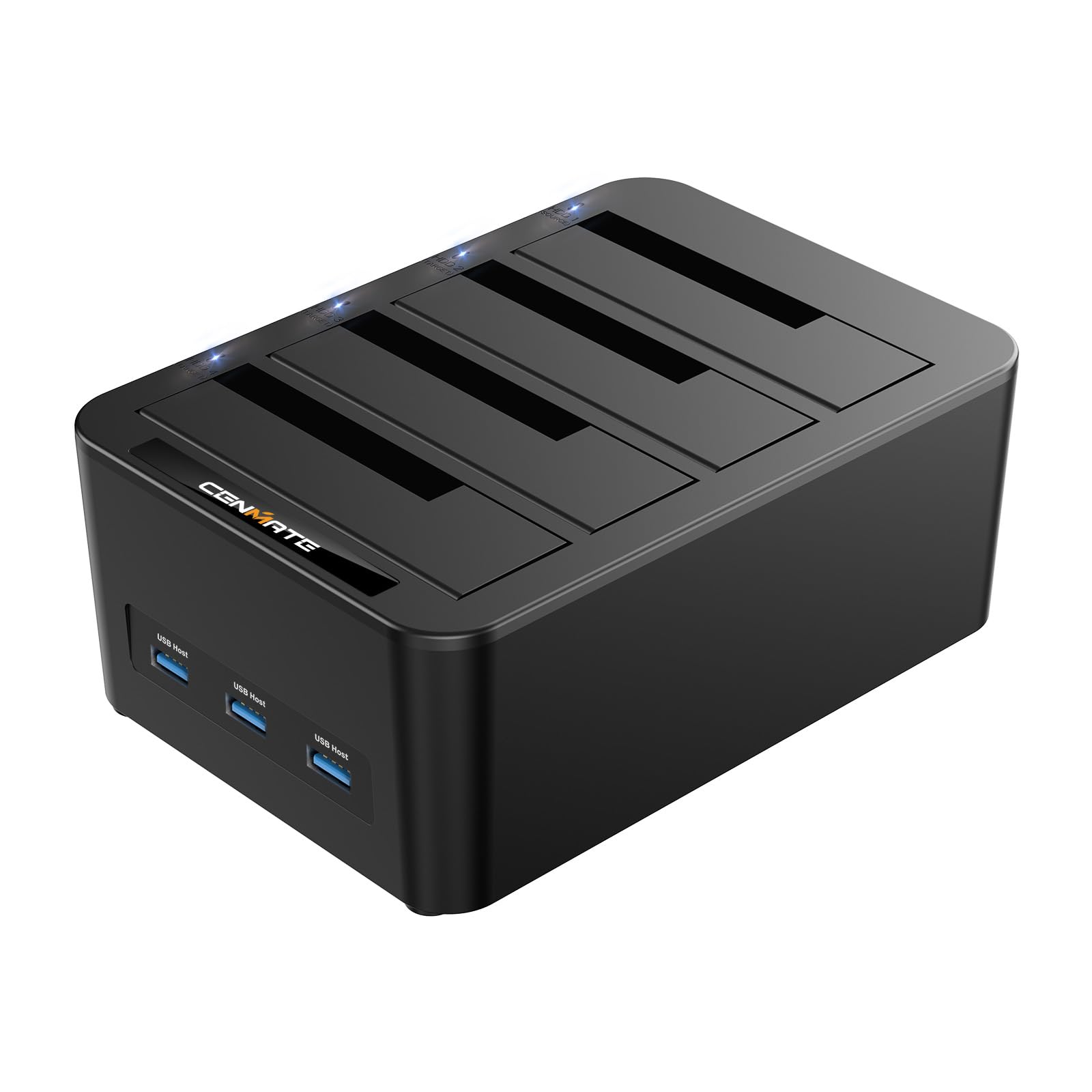 CENMATE Docking Station Hard Disk, 4 Bay Docking Station HDD per SATA SSD/HDD 2,5/3,5, Cavo USB 3.0 A/C con 3 Porte USB HOST, Supporto Hot Swap