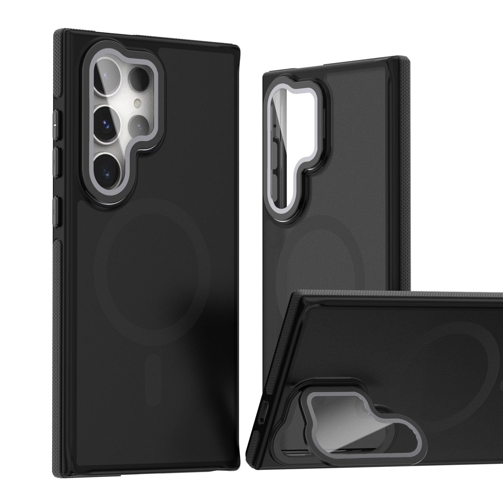 TYLYJSU Magnetic Case for Samsung Galaxy S26 Ultra/S26 +/S26, Lens Stand Ultra Thin Wireless Charging Shock Absorbing Cover,Grey,S26+