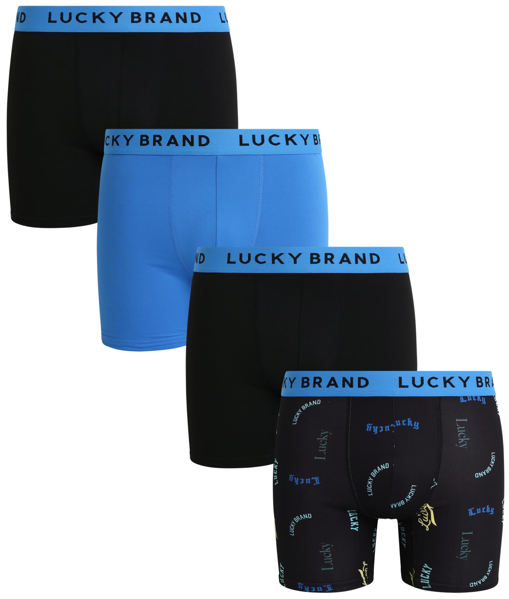 Lucky BrandMen's Boxer Briefs - 4 Pack Soft Stretch Performance Underwear Boxers for Men with Contour Pouch (Sizes: S-XL)