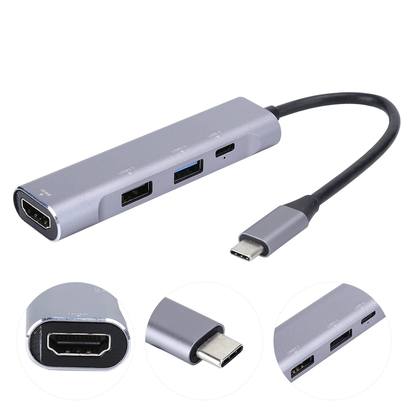Aramox Hub Tipo C Hub USB in Alluminio con 4K 60W PD USB 3.0, Docking Station Tipo C 4 in 1 per Laptop Ufficio Mobile per OS X