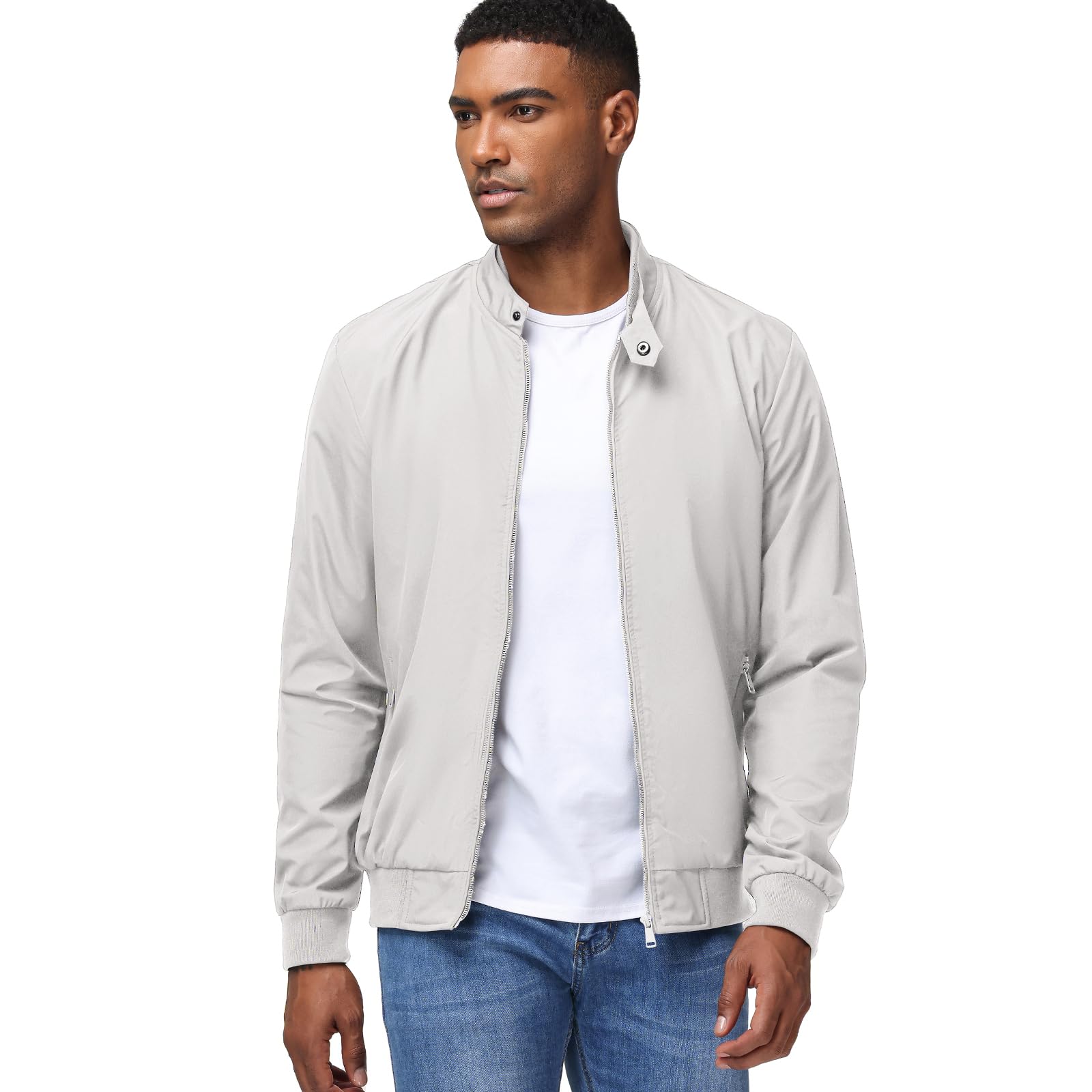 Veste bomber légère pour homme avec col montant - Veste demi-saison - Veste de loisirs