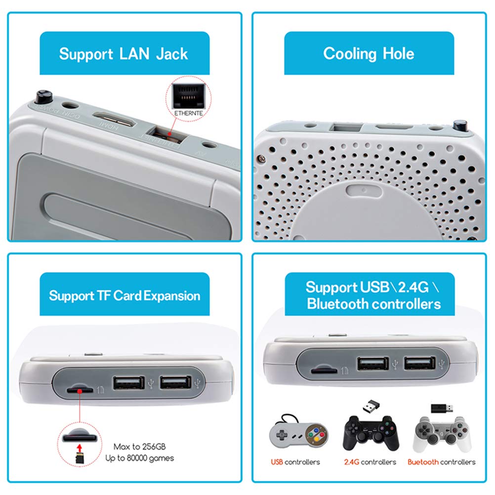 Console di gioco portatile, 30000+ giochi integrati, R8 Console di Gioco Retrò Wireless, Console Wireless Portatile, Lettore di Giochi con Uscita HDMI, Mini Lettore Video TV per PS1 / N64 / DC ecc