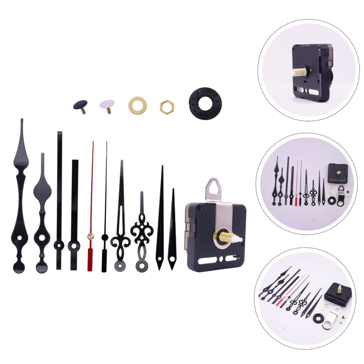Housoutil 3 Sets Uhrzubehör Uhrwerk Kaminuhren Bunte Runde Wanduhr Welle Leise Wanduhr Große Uhr Mechanismus Uhrzeiger Retro Leise Uhr Wassertropfen Uhr Metall