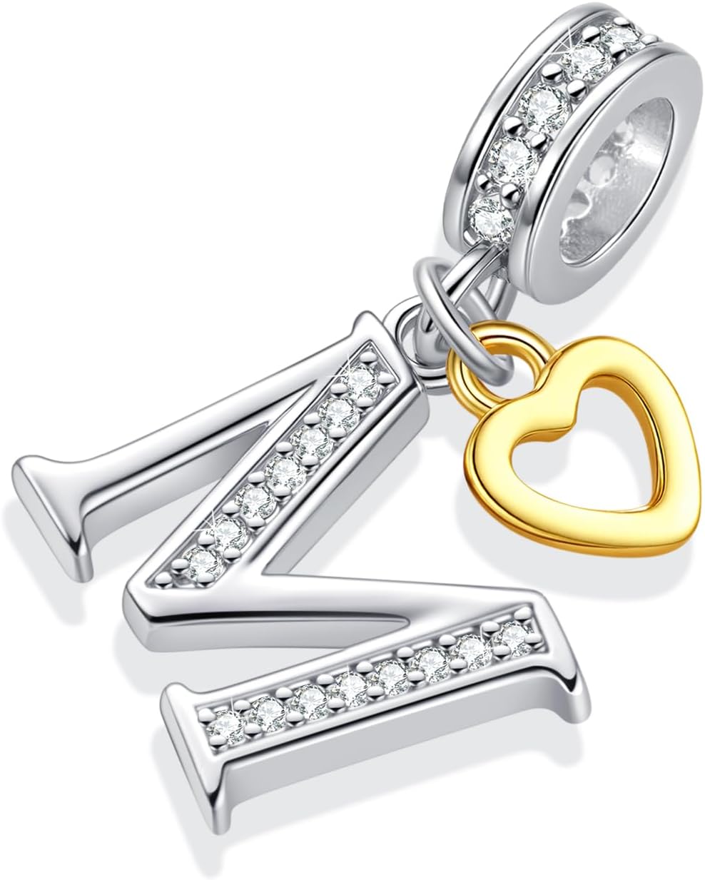 NARTGO Sparkling A-Z Letter Charm for Pandora Charms Bracelets Gold Heart Silver Alphabet Initial Dangle Bead Jewelry Gift for Women - Image 2