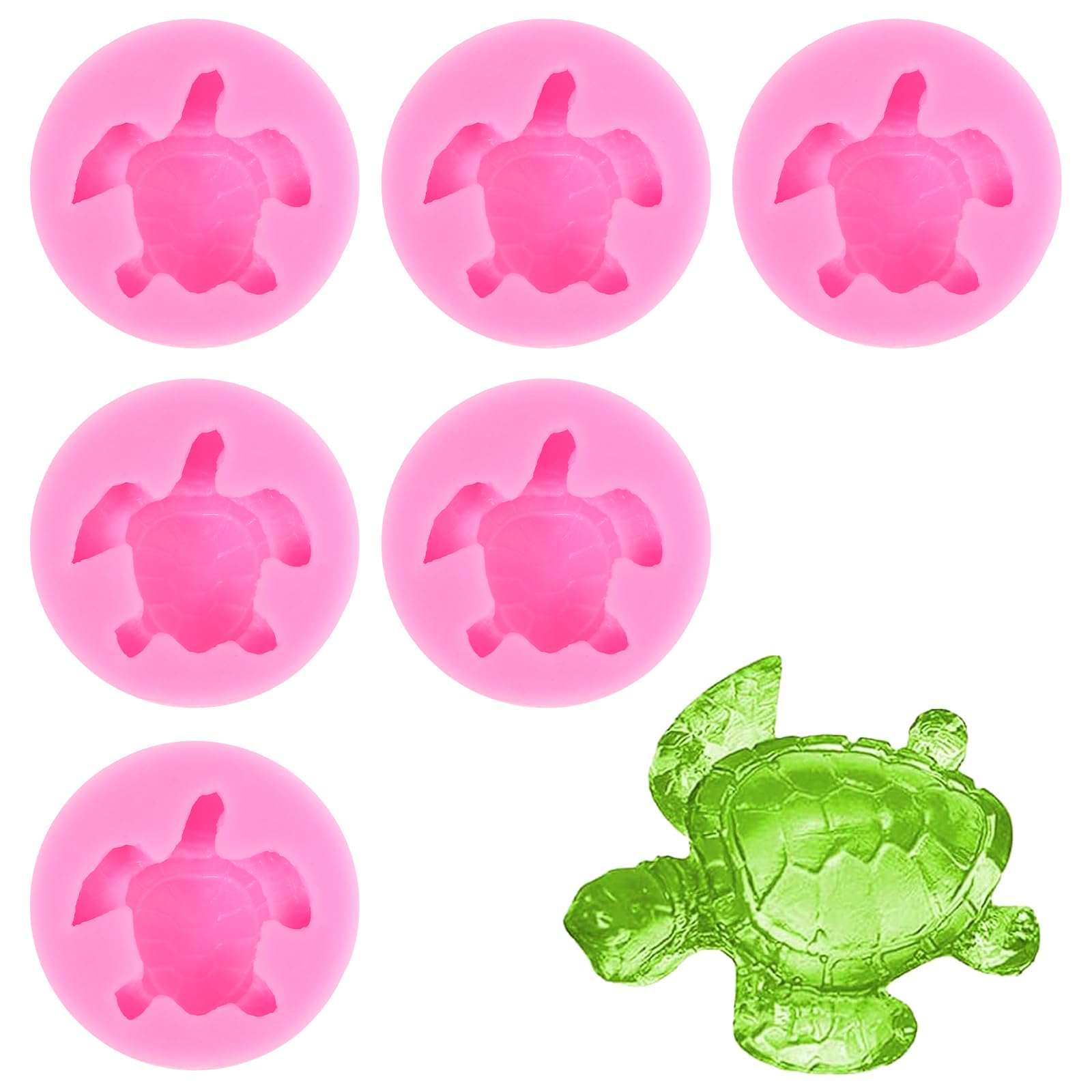 6PCS Sea Turtle Silicone Mold, Cake Moulds Tortoise Candy Fondant Mold Chocolate Making Mold 3D Animal Soap Molds Cookie Baking Molds Jello Molds for Birthday Party Home Decor