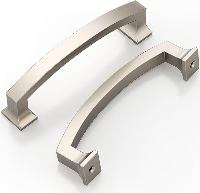 9BUILD 4 Inch 10 Pack Cabinet Handles Brushed Satin Nickel Pulls Hardware for Kitchen Cabinets Cupboards