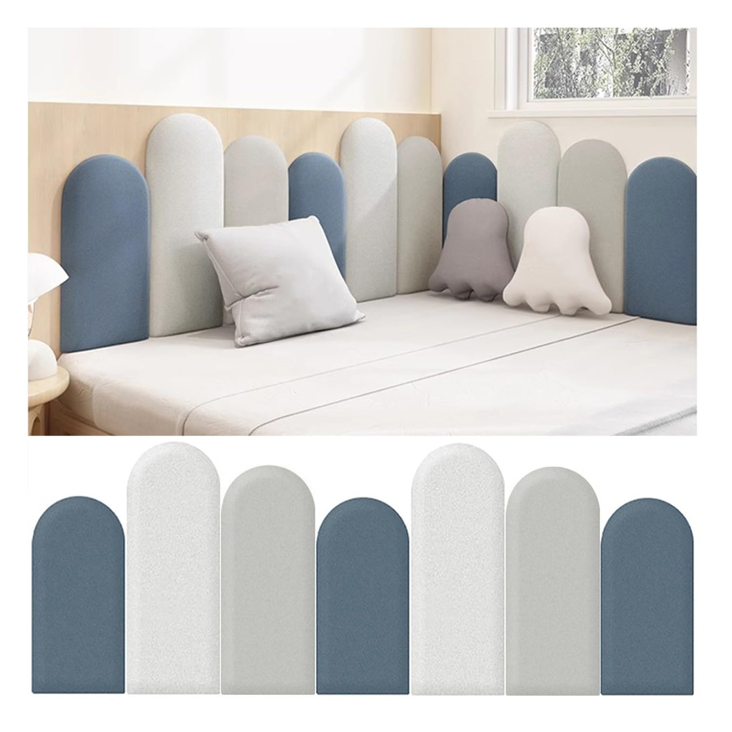Tête De Lit Tapissée, 3cm D'épaisseur Dosseret De Lit Rembourrage Mural, Auto-adhésif Tête De Lit Coussin Mural pour Décoration De Chambre d'enfant