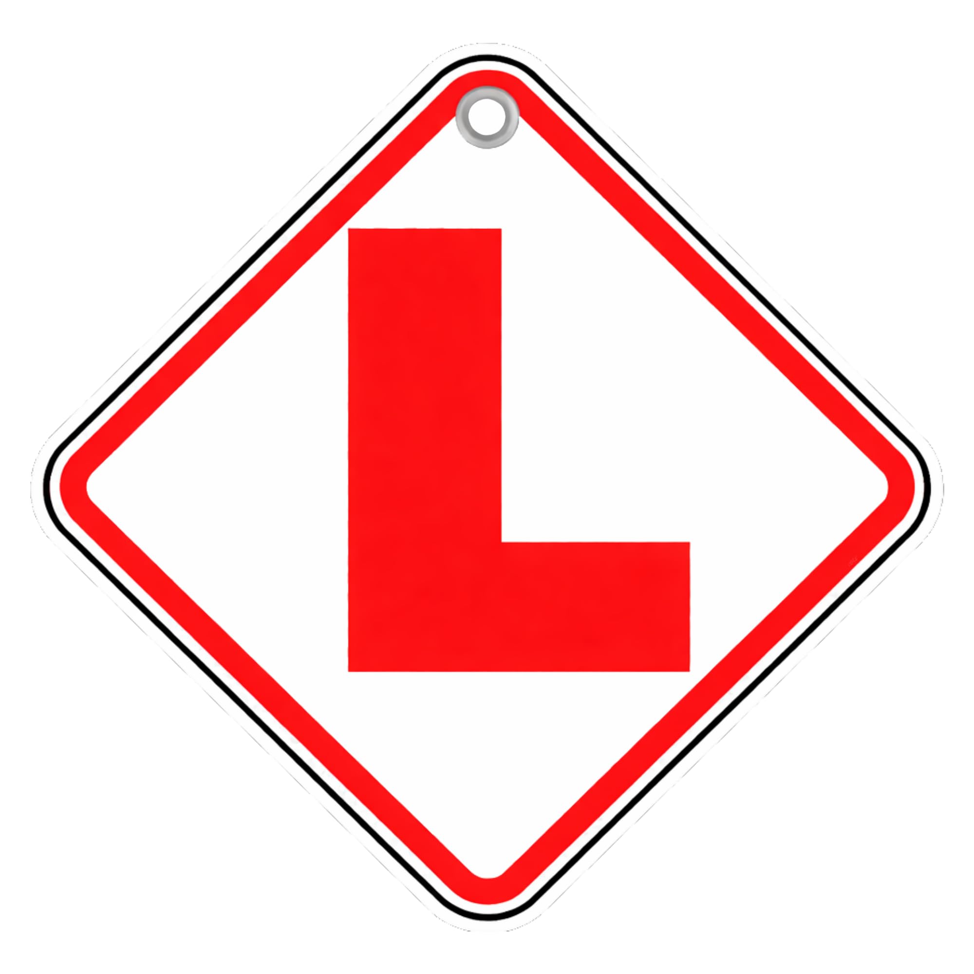 L Learning Driver on Board Car Hanging Sign, Reflective Vinyl, Diamond Shape, Red and White, 20.32 x 20.83 cm, with Suction Cup-image-10