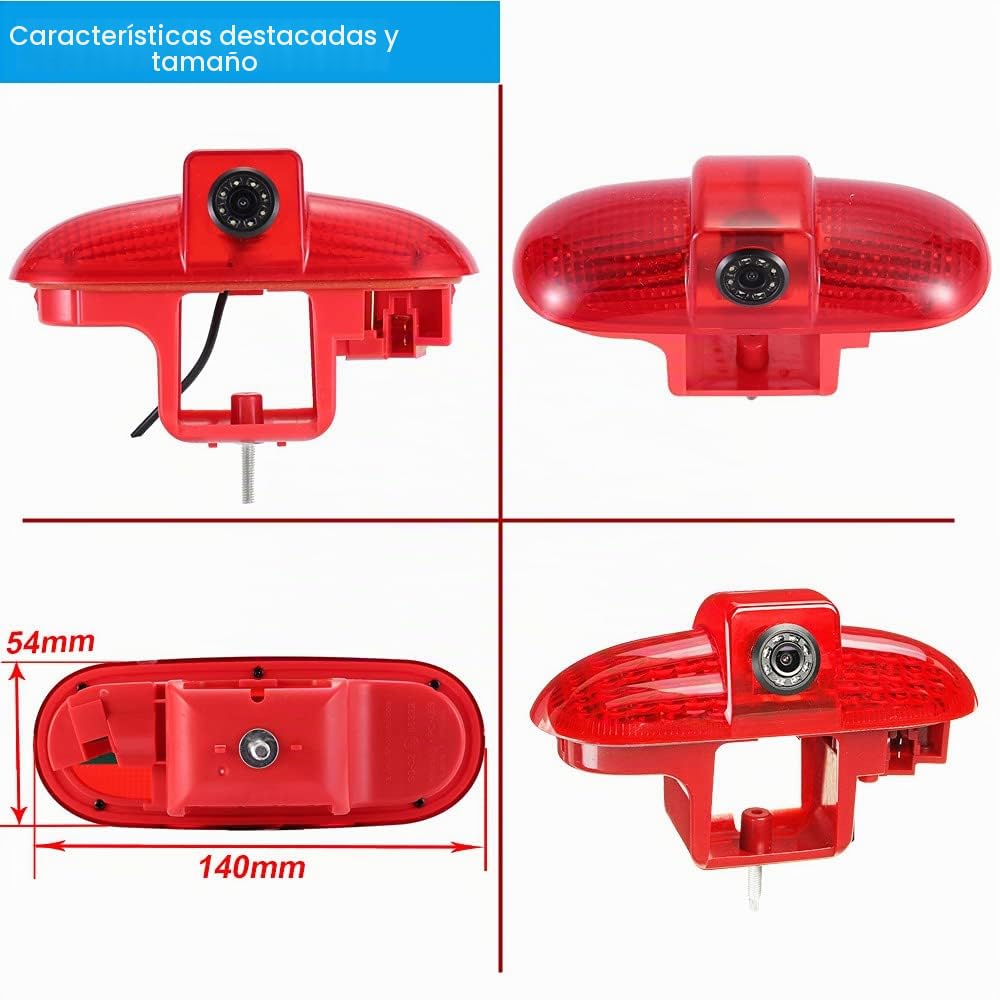 Transporter Van Visión Nocturna IR Luz de Freno Cámara de Marcha Atrás,HD Cámara de Visión Trasera para Coche para Opel Vivaro Concept/Combo/Vauxhall/Renault Trafic/FIAT Talento/Primastar