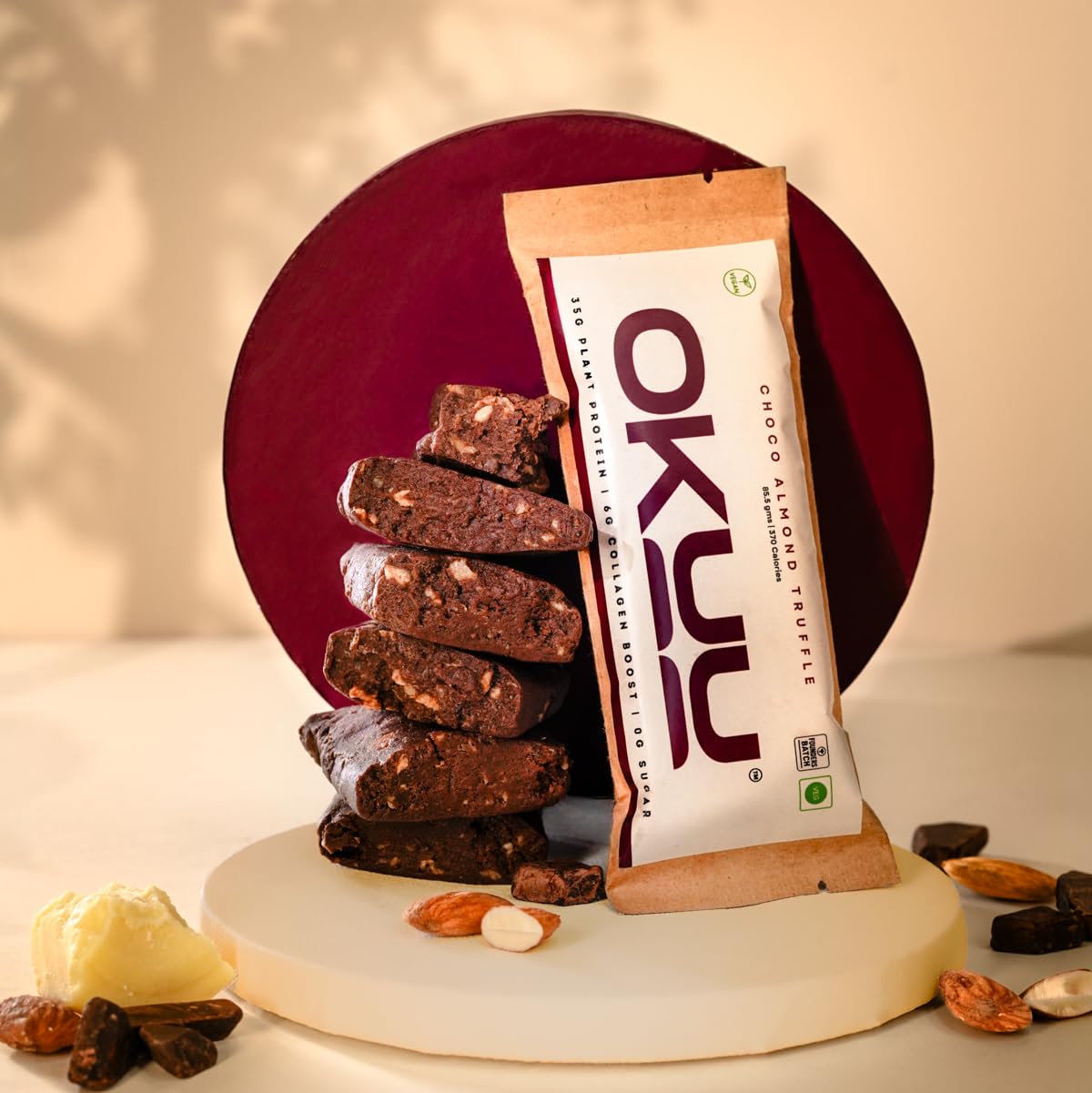 OKUU Choco Almond Truffle Plant Protein Bar | Founder Batch 35G | 5G Engineered Space Grade Nutrition | Keto Friendly Vegan High Protein Snack | Collagen Boost | Pack of 30 — Amazon image 10