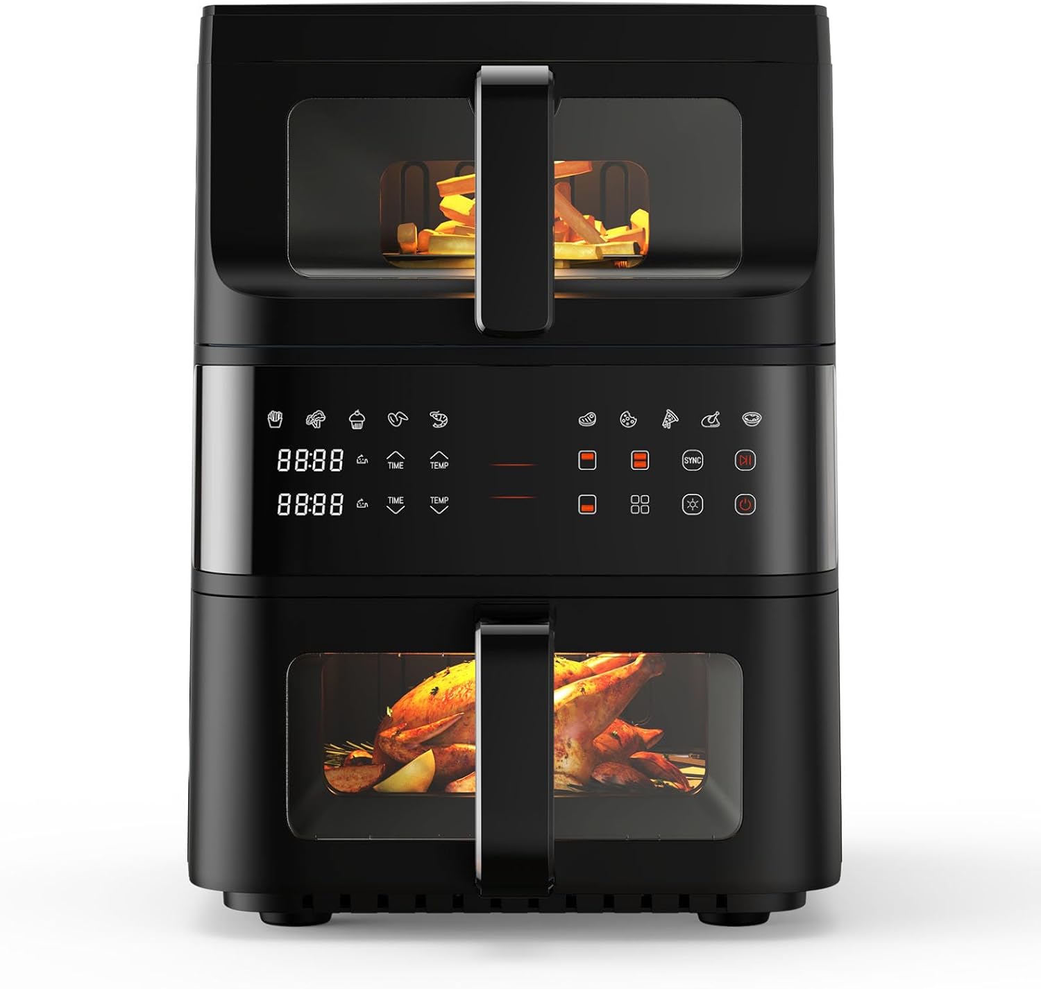 10.5L Dual Zone Digital Air Fryer, 304 Stainless Steel.