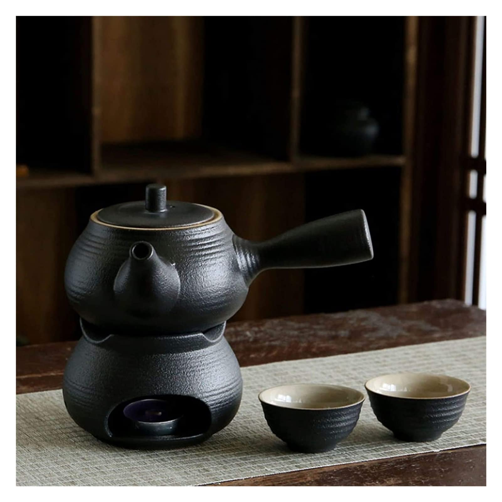 Tasse à saké traditionnelle, verres à vin en céramique, ensemble à saké japonais, bouteille de saké à poignée latérale, ensemble chaud traditionnel en céramique, 4 pièces, poêle à bougie, 1 saké japon