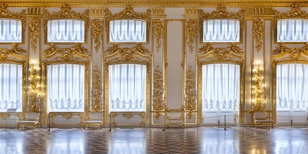 AOFOTO 6,1 x 3 m Lussuoso Palazzo Sfondo per Fotografia Retro Europeo Castello aristocratico Nobile Royal Interior Golden Hall Sfondo Fotografia Ragazze Adulto Viaggio Ritratto Photo Booth Studio
