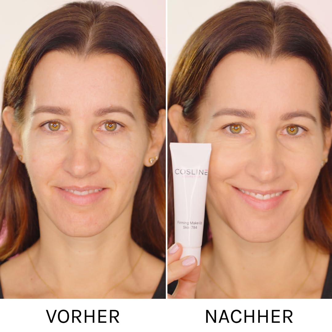 COSLINE Firming Make Up, Hautton anpassend, Natürliches Finish, Reife Haut, Strahlender Teint, kaschiert Fältchen und Rötungen, Anti-Aging, 30ml