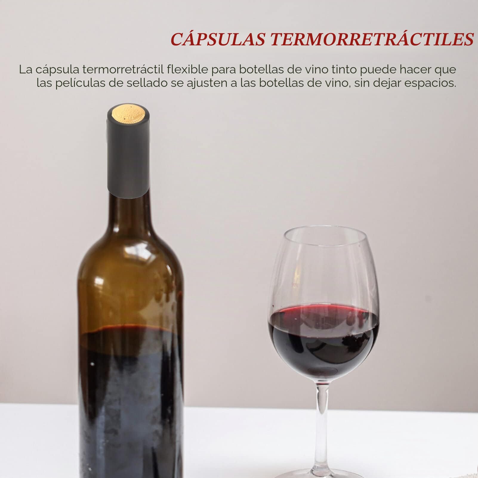 NUOBESTY Tapas De Botella De Vino Tinto 200 Piezas Fundas Termoretráctiles Pvc Para Sellado Seguro Accesorios De Bar Para Casa Oficina Bodega 2.36X1.22X1.22In
