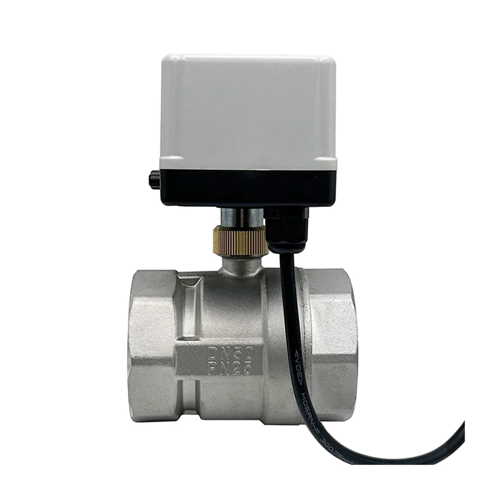 Valve motorisée Vanne à boisseau sphérique motorisée en acier inoxydable de 2 pouces avec interrupteur manuel, vanne à boisseau sphérique électrique à trois fils et deux points, 220 V