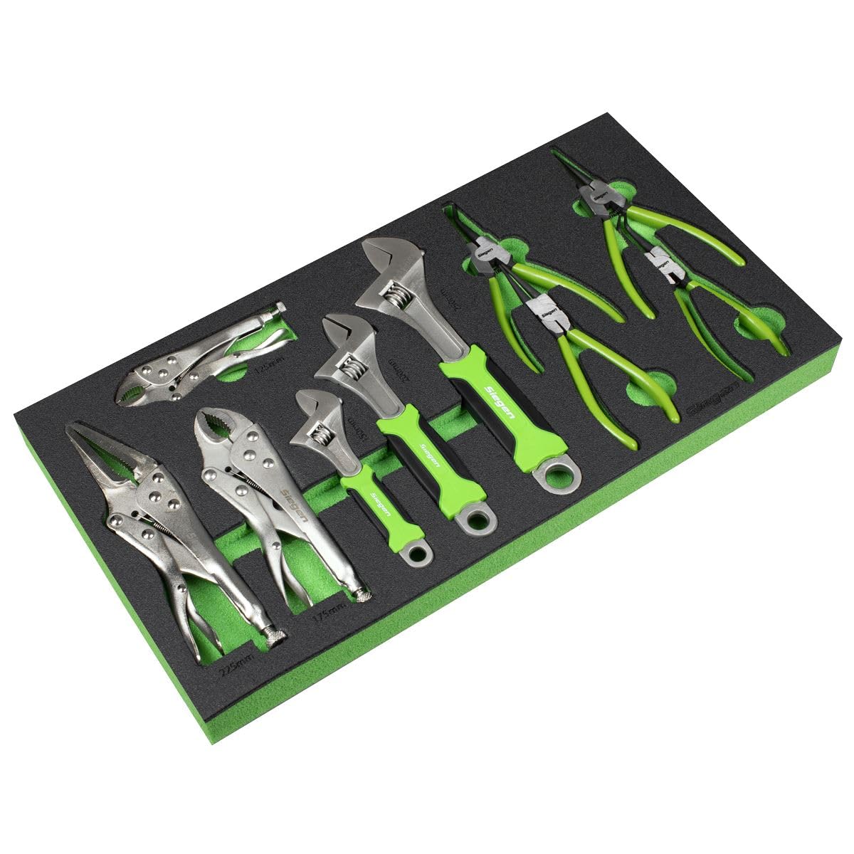 Sealey Tool Tray with Adjustable Wrench & Pliers Set 10pc - S01278