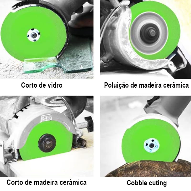 Imagem frontal com fundo neutro, focando nos equipamentos de corte.