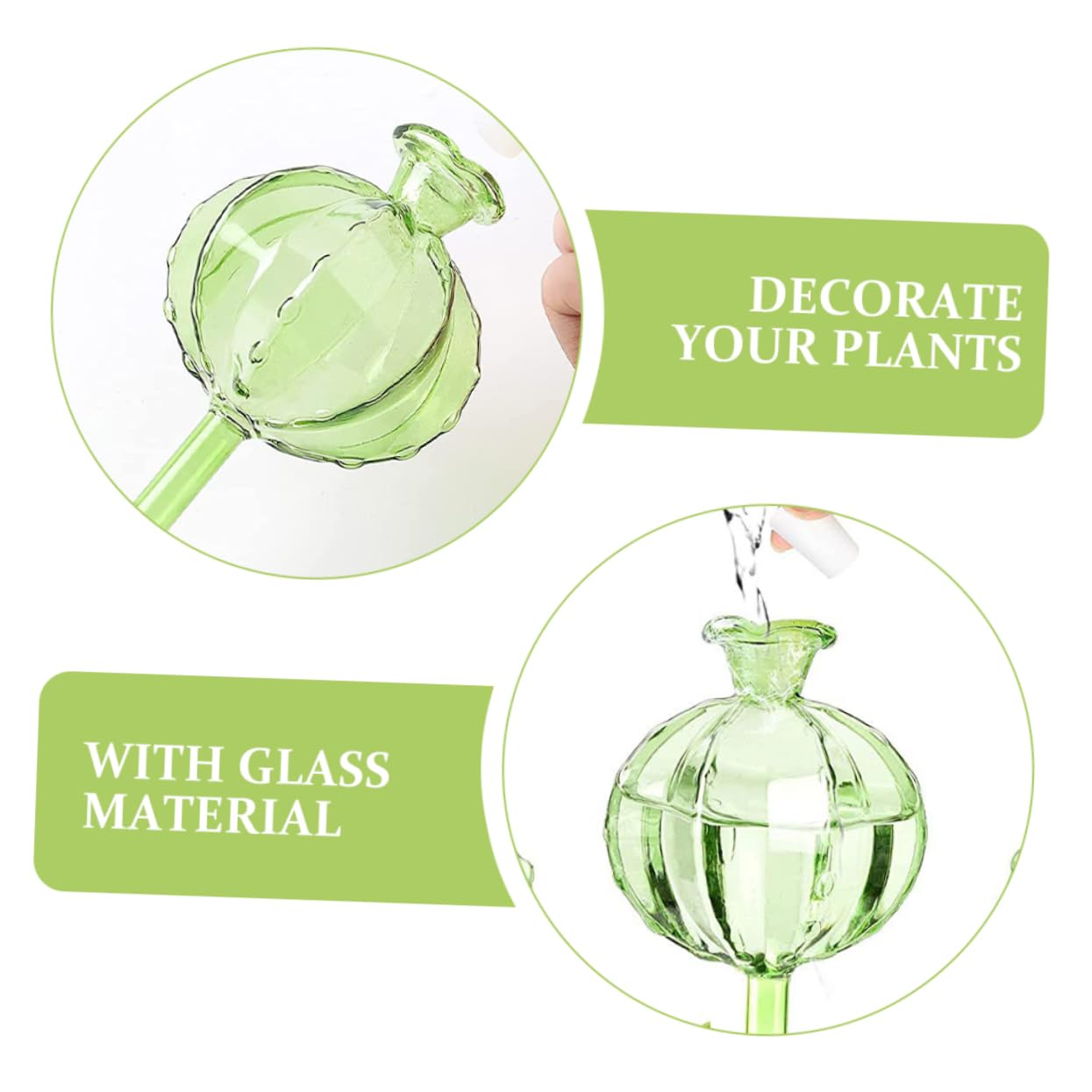 ibasenice Globes D'arrosage Automatique Forme Cactus Système Décoratif et Hydratation Continue Lot de 4 en Verre Borosilicate Vert pour Plantes et Bonsaïs