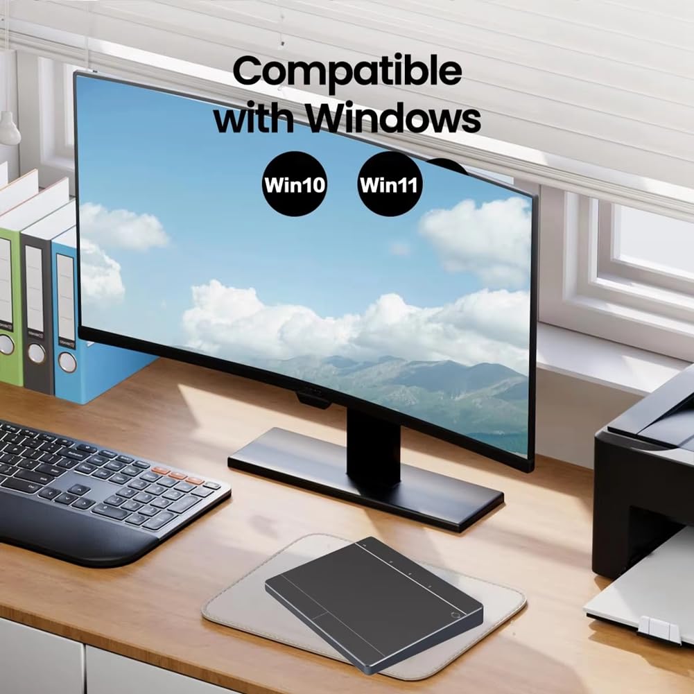 Panel Táctil con Cable e Inalámbrico para PC y Portátiles. Trackpad Recargable con Bluetooth y USB para 10/11.