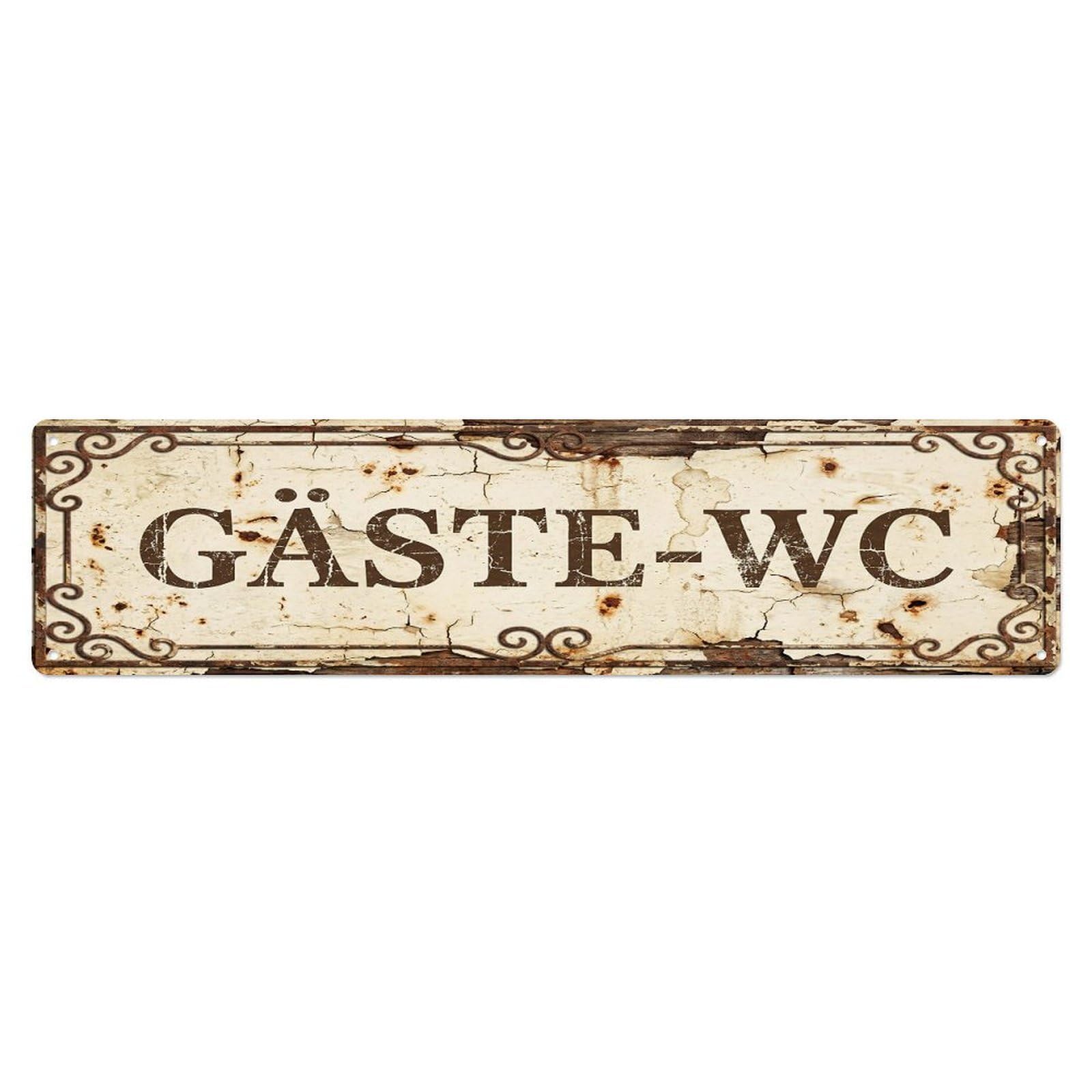 Shabby Rustic Cottage Restroom Toilet(WC) Door Metal Tin Sign Plaque Wall Decor for Cafe, Club Bar, Office, Home Garden Metal Poster 4x16Inch