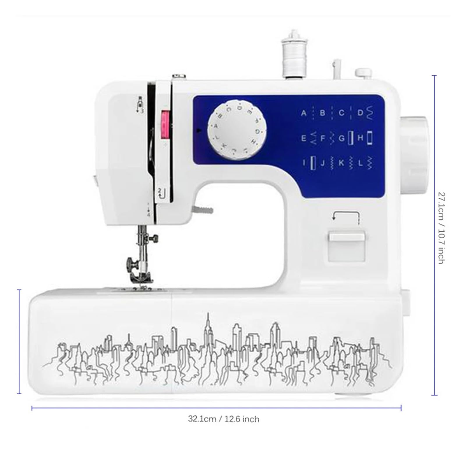 Máquina De Coser Eléctrica Escritorio For El Hogar, Mini Multifunción Con Botón Grueso Bloqueable, Ropa DIY, 12 Puntadas Potente Silenciosa Y Estable