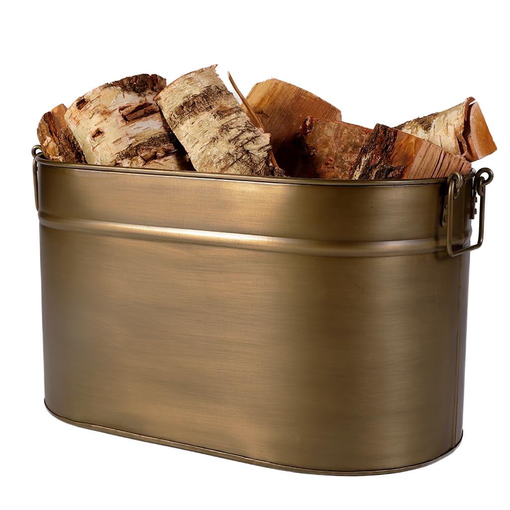 Brass Kindling Bucket Wood Basket Vintage Style Coal Scuttle Basket (Small)