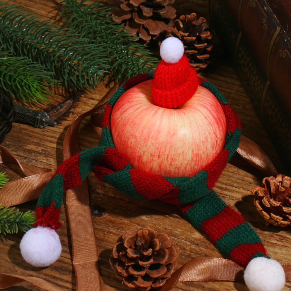 10pcs Mini Christmas Scarves - Pet Wine Bottle Decor With Santa Hat Design For Holiday Parties