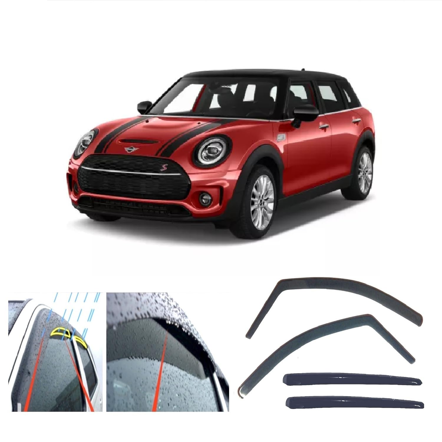 4 deflectores de viento de lluvia para MINI CLUBMAN (F54) 2015 2016 2017 2018 2019 2020 2021 2022 2023 2024