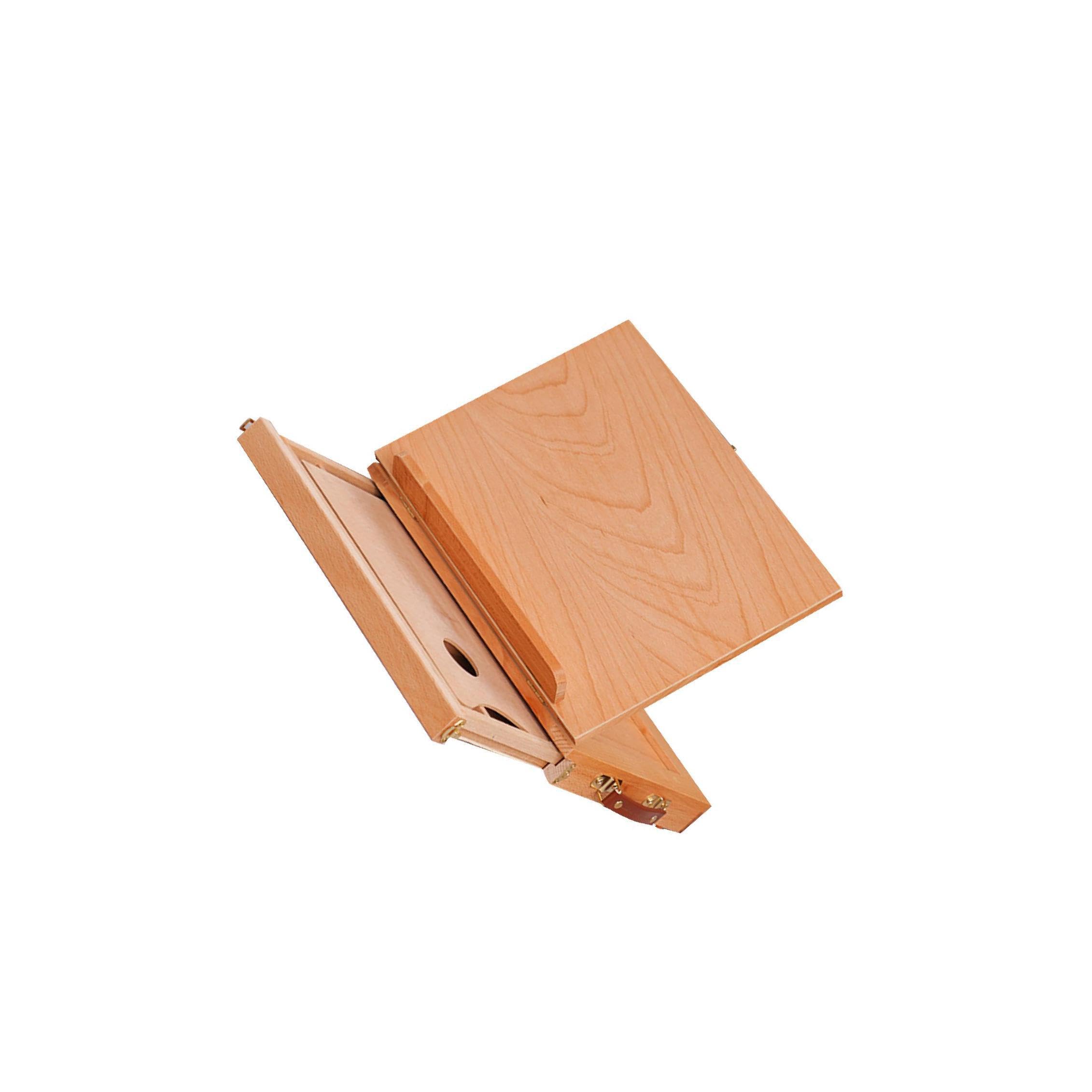 kesurpae Chevalet de table compact en bois, boîte de rangement pour matériel d'art, facile à transporter pour les séances dessin et peinture. Boîte à croquis bureau pliable avec un rebord, Beige, S