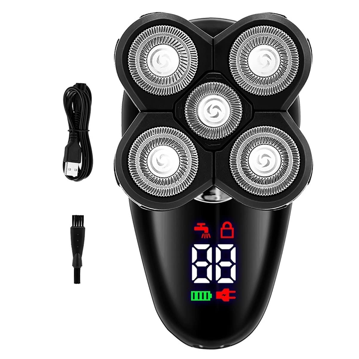 Rasoio elettrico per gli uomini, 5 in 1 per la cura del viso e del corpo set rasoio elettrico rasoio elettrico barba rasoio elettrico per gli uomini macchina da barba calva display LCD digitale