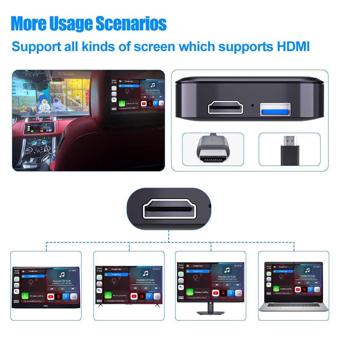 Buy MMB 2022 Carplay Wireless Adapter Multimedia Video Box for Cars