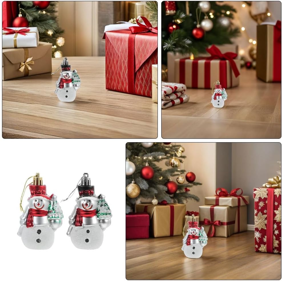 Ciieeo 8pcs Snowman Ornaments: Plastic Christmas Tree Hanging Decorations for Winter Holiday Party, Assorted Color Snowman Figurines for Farmhouse Decor - Image 6