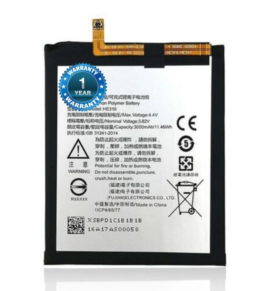 XILIOES ORIGINALS HE316 Battery for Nokia 6 HE316 Battery with 1 Year Warranty** (TIP25)