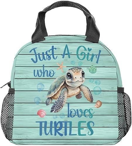 Lonchera de tortuga marina para niñas y niños, pequeñas bolsas de almuerzo aisladas, bonita lonchera reutilizable para niños, bolsas de almuerzo