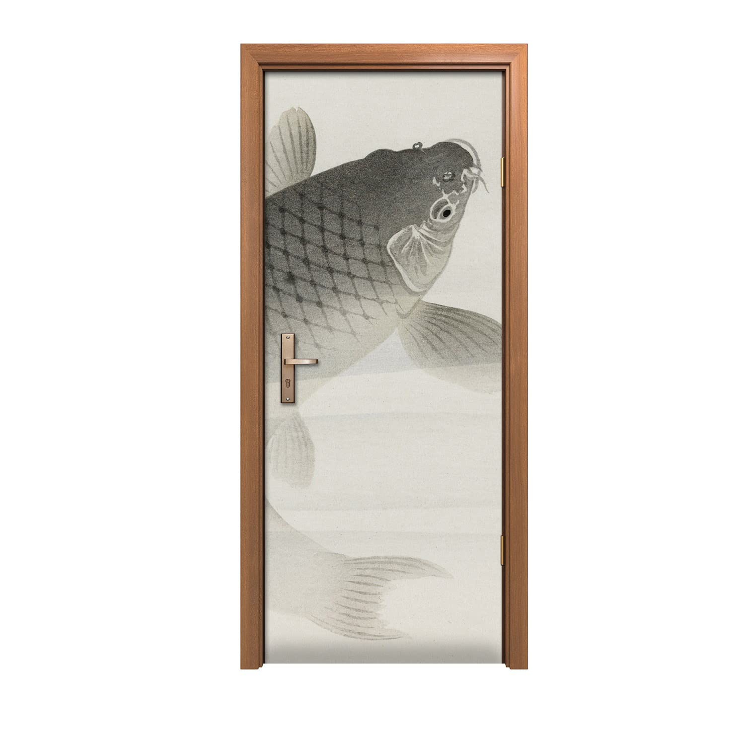 Autocollant de porte poisson koi pour masquer les imperfections
