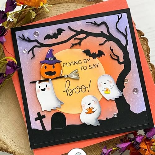 Miniatura 2 de Troqueles de metal plateado para Halloween, troqueles de corte fantasma, noche de fantasma, calabaza en relieve, plantilla para álbumes de recortes,