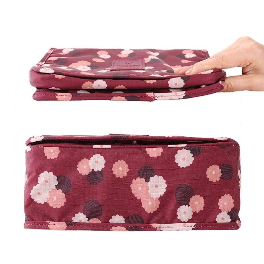 Axgo Multifuncional cosmético portátil Viaje Plegable Maquillaje Neceser Bolsas con Gancho, algodón, Rojo