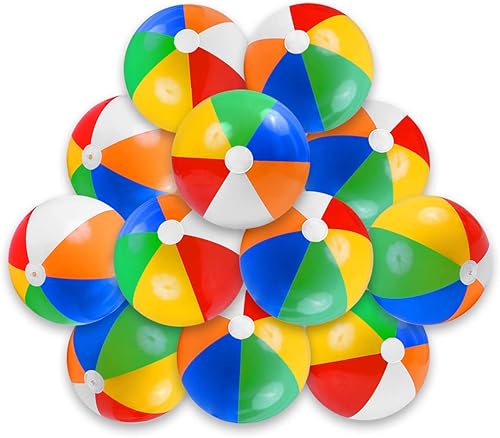Cedtioaus Bola de playa, 12 bolas de playa a granel, bola de playa inflable de 12 pulgadas para niños, decoraciones de fiesta en la piscina,