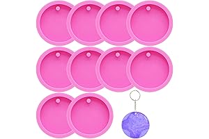 10 Pack Round Keychain Molds for Epoxy Resin