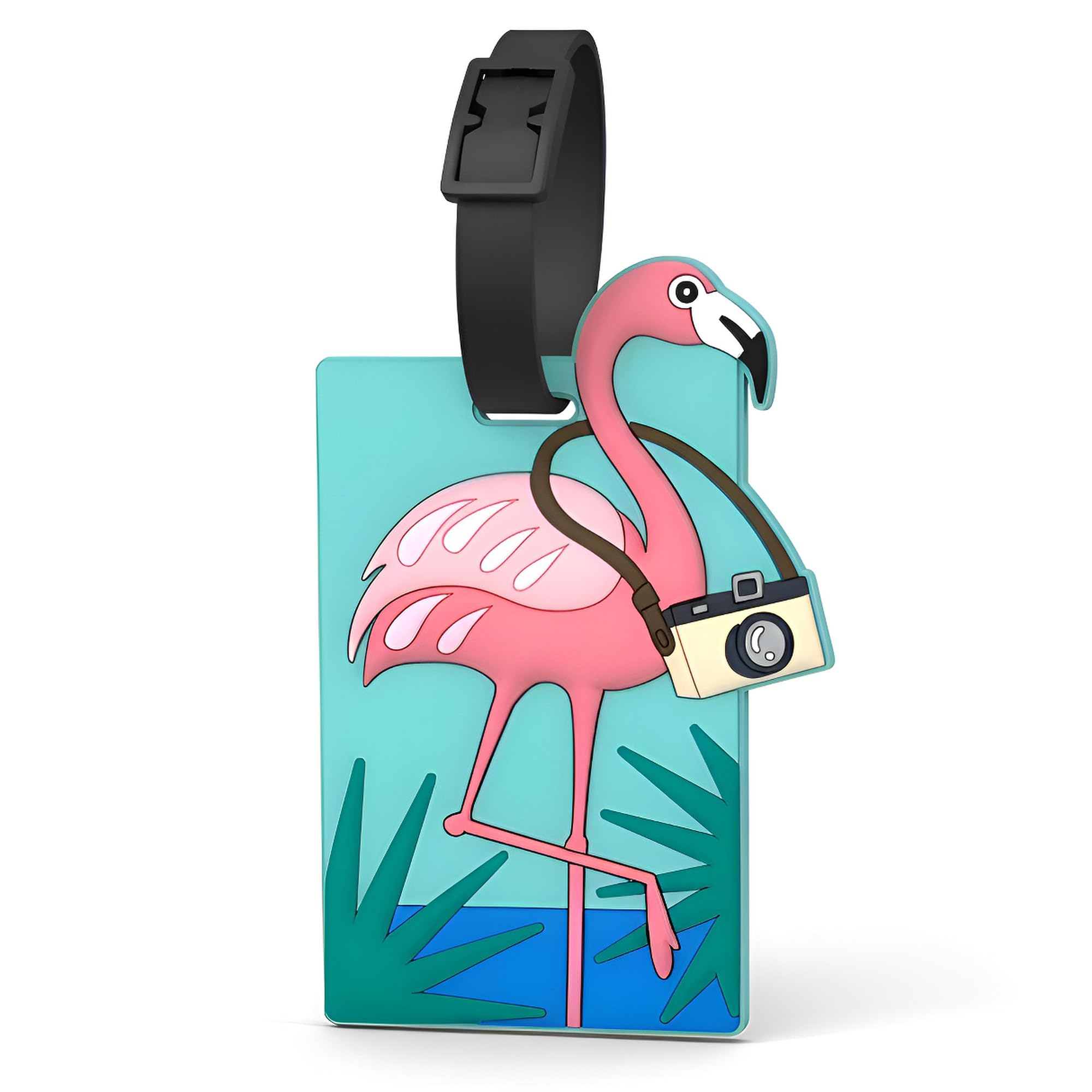 Flamingo Luggage Tag Silicone Bag ID Label – Cute Tropical Travel Accessory for Suitcases, Backpacks & Carry-Ons, Easy-Spot Name Tag for Teens, Women